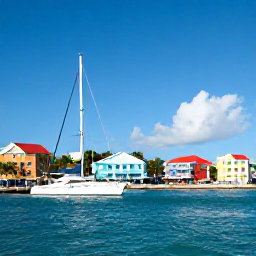 Caribbean Holidays, February Breaks, Sunny Charlotte Amalie harbour in February, colourful waterfront buildings, yachts, palm trees and blue Caribbean water