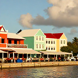 Caribbean Holidays, February Caribbean, Colourful Caribbean harbour with historic buildings, waterfront caf&eacute;s and visitors walking in warm sunshine