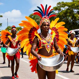 Caribbean Holidays, February Caribbean Cruise, Vibrant Trinidad Carnival parade with masquerade costumes, steelpan musicians and cheering crowds