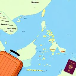 Caribbean Holidays, February Caribbean Escape, A bright Caribbean map showing the Cayman Islands alongside nearby destinations, with a suitcase, passport and tropical travel details