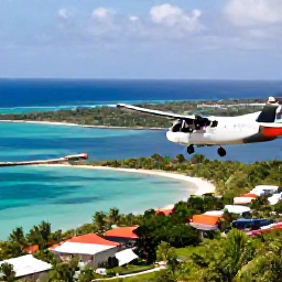Caribbean Holidays, February Caribbean Escape, Travellers enjoying a Caribbean island-hopping itinerary, with a small aircraft, tropical harbour and colourful coastal scenery