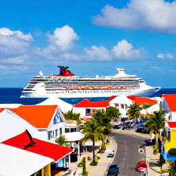Caribbean Holidays, February Caribbean Holiday, Colourful waterfront in Philipsburg, Sint Maarten, with cruise ships, shops and palm-lined streets under a bright blue sky