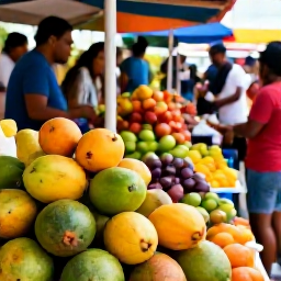 Caribbean Holidays, February Caribbean, Vibrant Caribbean market with fresh tropical fruit, local food stalls and friendly visitors