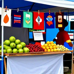 Caribbean Holidays, February Carnival, Kingstown market in Saint Vincent with stalls selling tropical fruit, spices, handmade crafts and local food