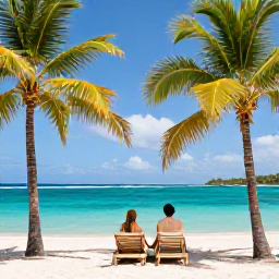 Caribbean Holidays, February Couples Holidays, A secluded Saint Lucian beach with turquoise water, palm trees and two sun loungers set up for a couple