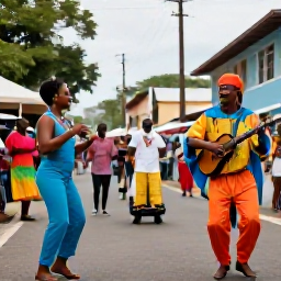 Caribbean Holidays, February Couples Holidays, Colourful Saint Lucia street festival in February with local musicians, dancers and visitors enjoying Caribbean culture