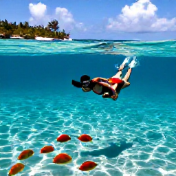 Caribbean Holidays, February Couples Holidays, Couple snorkelling in clear shallow water beside colourful fish near a Caribbean reef at Saint Barth&eacute;lemy