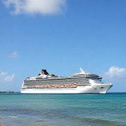 Caribbean Holidays, February Cruises, A modern cruise ship sailing past the green coastline of Puerto Rico beneath a sunny February sky
