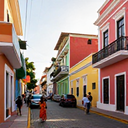 Caribbean Holidays, February Cruises, Visitors exploring the colourful streets and historic Spanish buildings of Old San Juan in warm afternoon light