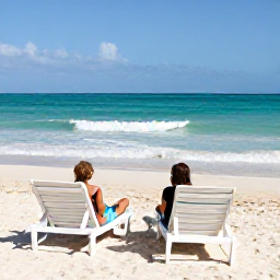 Caribbean Holidays, February Cuba Holidays, Couples relaxing on a quiet Cuban beach at an adults-only resort, with sun loungers, clear water and gentle waves