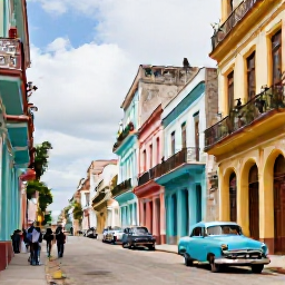 Caribbean Holidays, February Cuba Holidays, Visitors exploring colourful Havana streets in February, with classic American cars, colonial buildings and lively local atmosphere