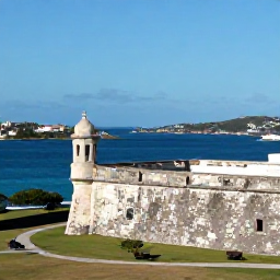 Caribbean Holidays, February Culture Holidays, Historic Fort Louis above Marigot, Saint Martin, overlooking the bay and neighbouring islands on a clear February day