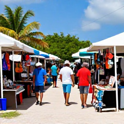 Caribbean Holidays, February Culture, Visitors browsing local crafts and handmade souvenirs at a small island market in Providenciales, Turks and Caicos