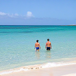 Caribbean Holidays, February Cura&ccedil;ao, Couple snorkelling above clear turquoise water beside a sandy beach in Cura&ccedil;ao, sunny February day