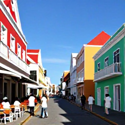 Caribbean Holidays, February Cura&ccedil;ao, Pedestrian street in Willemstad's historic Punda district, lined with colourful buildings, caf&eacute;s, shops and visitors exploring in bright February sunshine