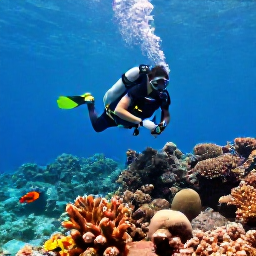 Caribbean Holidays, February Diving, A scuba diver exploring a colourful coral reef in clear turquoise water off Cura&ccedil;ao in February