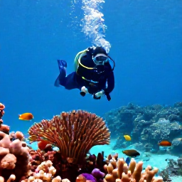 Caribbean Holidays, February Diving, Bright underwater reef scene near Saint Martin and Sint Maarten, colourful tropical fish, clear blue water and a scuba diver exploring coral