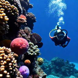 Caribbean Holidays, February Diving, Diver swimming beside a coral wall with tropical fish and sponges in the Caribbean near Antigua