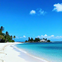Caribbean Holidays, February Diving, Relaxed Caribbean beach beside calm blue water with palm trees and a small island in Saint Vincent and the Grenadines