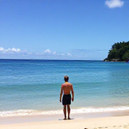 Caribbean Holidays, February Diving, Relaxed diver and snorkeller enjoying a sunny Saint Lucia beach after a morning dive