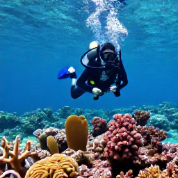 Caribbean Holidays, February Diving, Scuba diver exploring a colourful coral reef in clear Caribbean water around Saint Vincent and the Grenadines