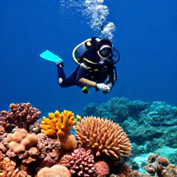 Caribbean Holidays, February Diving, Scuba diver exploring a colourful coral reef in clear turquoise water around the British Virgin Islands