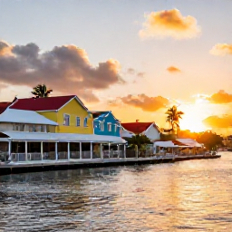 Caribbean Holidays, February Escapes, Colourful waterfront restaurants and caf&eacute;s in Philipsburg, Sint Maarten, with visitors enjoying Caribbean food at sunset