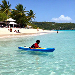Caribbean Holidays, February Family Holidays, Children paddling in shallow clear Caribbean water while parents relax on a sandy beach in the British Virgin Islands