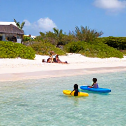 Caribbean Holidays, February Family Holidays, Children paddling in shallow clear water beside a sandy beach on St John, with a family relaxing nearby
