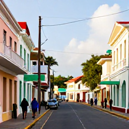 Caribbean Holidays, February Festivals, Visitors exploring the historic streets and colourful colonial buildings of Basseterre, Saint Kitts, in warm February sunshine