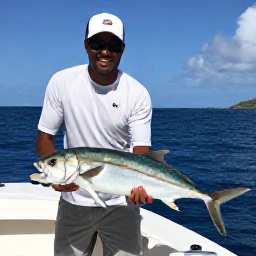 Caribbean Holidays, February Fishing, Angler fighting a powerful game fish from a charter boat in deep blue Caribbean water near the British Virgin Islands