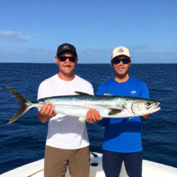Caribbean Holidays, February Fishing, Anglers on a well-equipped boat catching fish in deep blue Caribbean waters near Montserrat