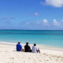 Caribbean Holidays, February Fishing, Anglers relaxing beside a white sandy beach after a successful fishing trip in the Turks and Caicos Islands, with turquoise water and a sunny February sky
