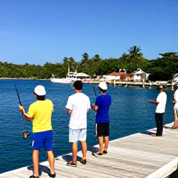 Caribbean Holidays, February Fishing, Relaxed anglers returning to a sunny marina after a successful fishing trip in the Dominican Republic