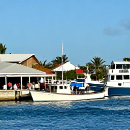 Caribbean Holidays, February Fishing, Relaxed Caribbean harbour scene in Saint Martin with fishing boats, waterfront restaurants and visitors enjoying a sunny February afternoon