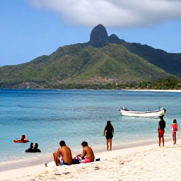 Caribbean Holidays, February Fishing, Visitors relaxing beside a quiet Dominica beach after a morning fishing trip, with green mountains in the background