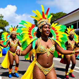 Caribbean Holidays, February Getaway, Colourful Trinidad Carnival performers in elaborate costumes dancing in a lively street parade during February