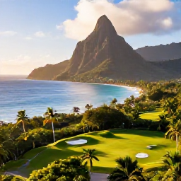 Caribbean Holidays, February Golf Holidays, Aerial view of Saint Lucia's lush coastline, volcanic mountains and bright Caribbean Sea in warm February sunshine