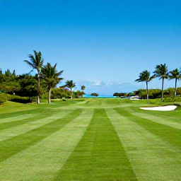 Caribbean Holidays, February Golf Holidays, Golfer teeing off on a manicured Barbados golf course beneath a clear blue sky