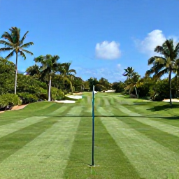 Caribbean Holidays, February Golf Holidays, Golfer teeing off on a well-kept Caribbean fairway surrounded by tropical vegetation