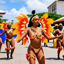Caribbean Holidays, February Golf Holidays, Visitors enjoying Trinidad Carnival in February, with colourful costumes, dancing and lively street celebrations