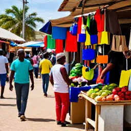 Caribbean Holidays, February Haiti Holidays, Visitors walking through a colourful Haitian market with local crafts, fresh produce and welcoming stallholders in warm February sunshine