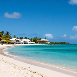 Caribbean Holidays, February Holidays, A sunny Caribbean beach in Saint Vincent and the Grenadines with calm turquoise water, palm trees and a comfortable all-inclusive resort
