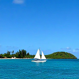 Caribbean Holidays, February Holidays, A traditional sailing boat cruising past green Caribbean islands and small beaches near the Grenadines under a clear blue sky