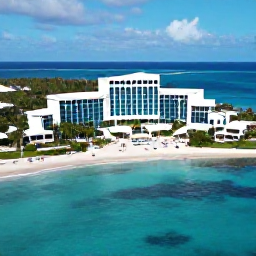 Caribbean Holidays, February Holidays, Aerial view of a sunny Dominican Republic all-inclusive resort beside a turquoise Caribbean sea in February