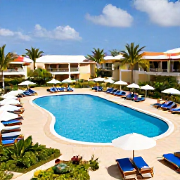 Caribbean Holidays, February Holidays, All-inclusive resort in Cura&ccedil;ao with swimming pool, sun loungers, tropical gardens and guests enjoying a peaceful February holiday