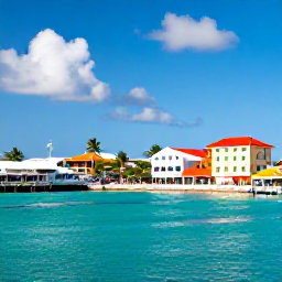 Caribbean Holidays, February Holidays, Bright February morning over Nassau harbour in The Bahamas, with turquoise water, colourful buildings and visitors exploring the waterfront