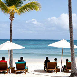 Caribbean Holidays, February Holidays, Friendly all-inclusive resort beside a calm Caribbean beach, with sun loungers, palm trees and guests enjoying a relaxed February afternoon