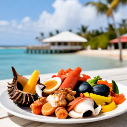 Caribbean Holidays, February Holidays, Local Turks and Caicos seafood meal served at a friendly waterfront restaurant, with conch, fresh fish and colourful island dishes