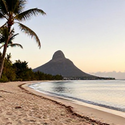 Caribbean Holidays, February Holidays, Nevis beach with views towards Mount Nevis, calm Caribbean water, palm trees and a peaceful February afternoon